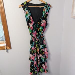 Tahari Arthur S. Levine Floral Sleeveless Midi Dress Black Multicolor – 18W